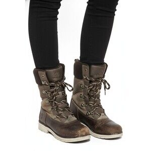 Timberland Boots Wood Haven Womens Size 8.5 Brown Leather Waterproof Lace Up